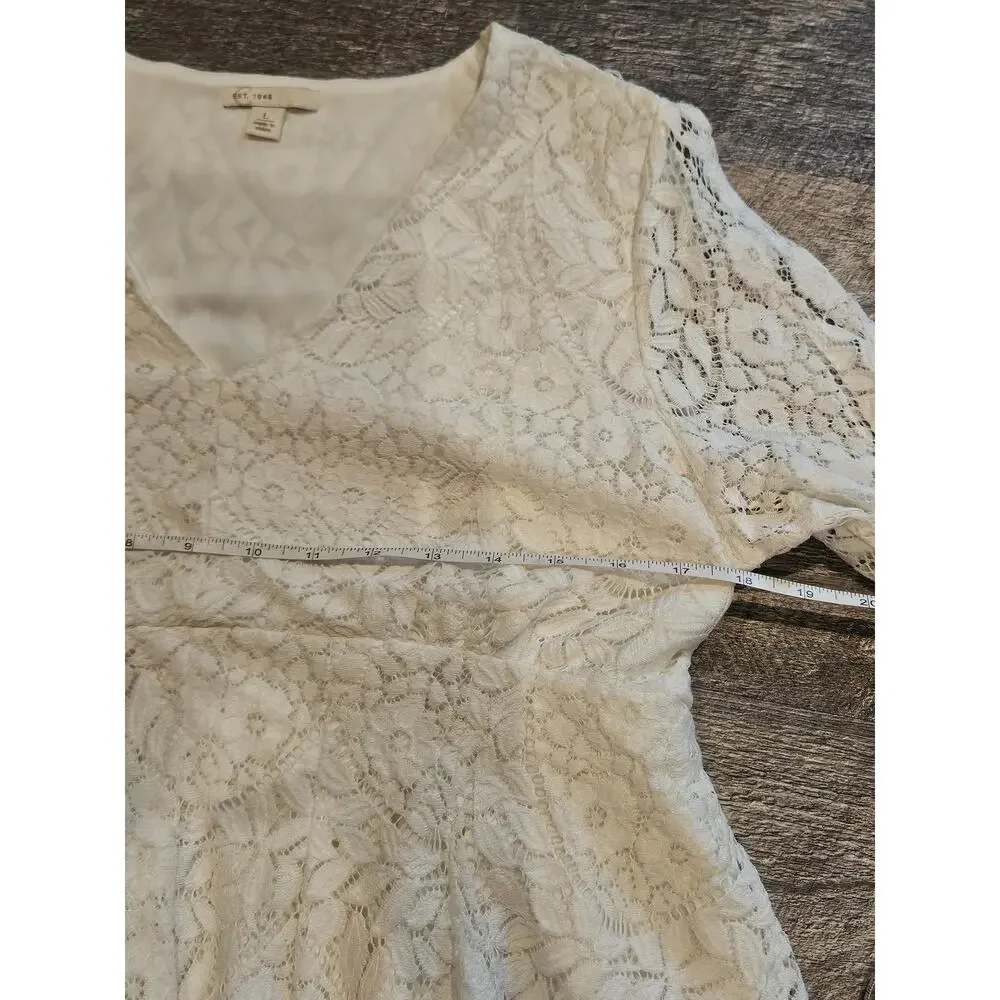Est 1946 lace lined cottage babydoll mini dress Womens large whimsy coastal